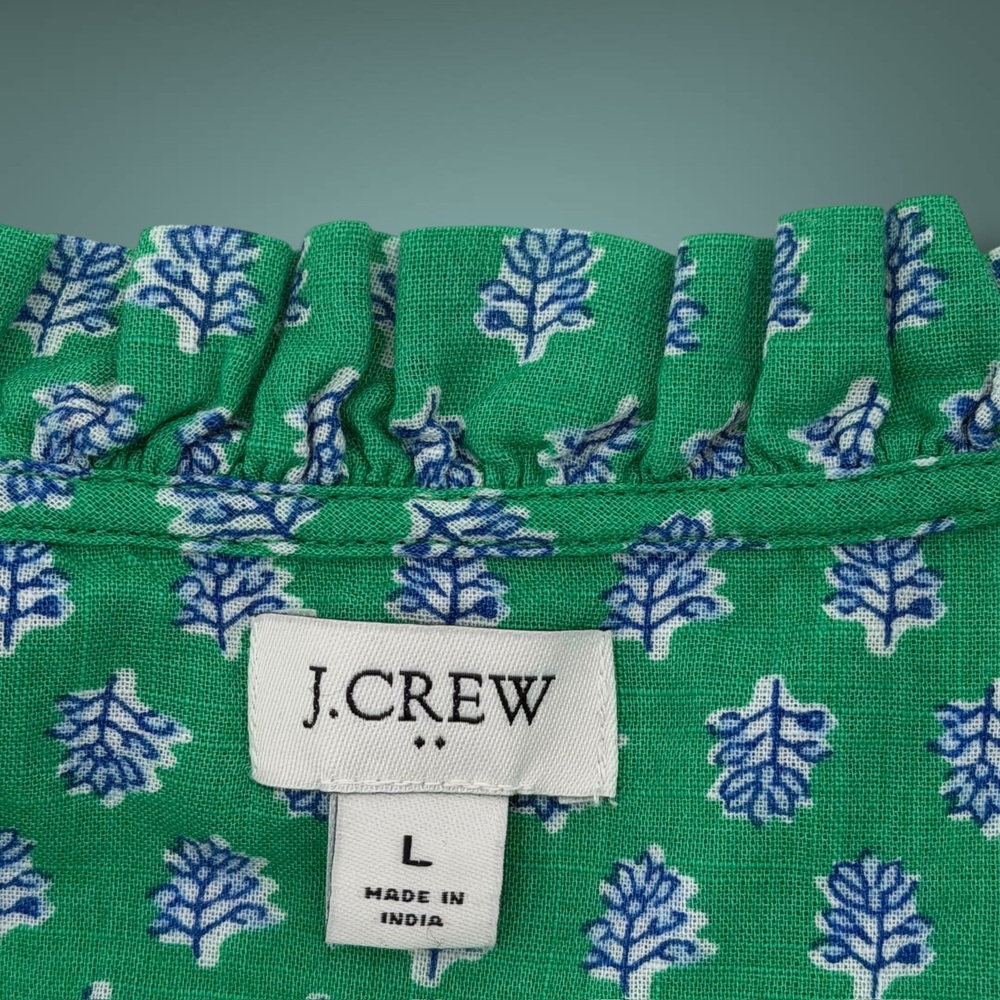 J. Crew Green Ruffle Sleeveless Blouse L - Picture 4 of 4